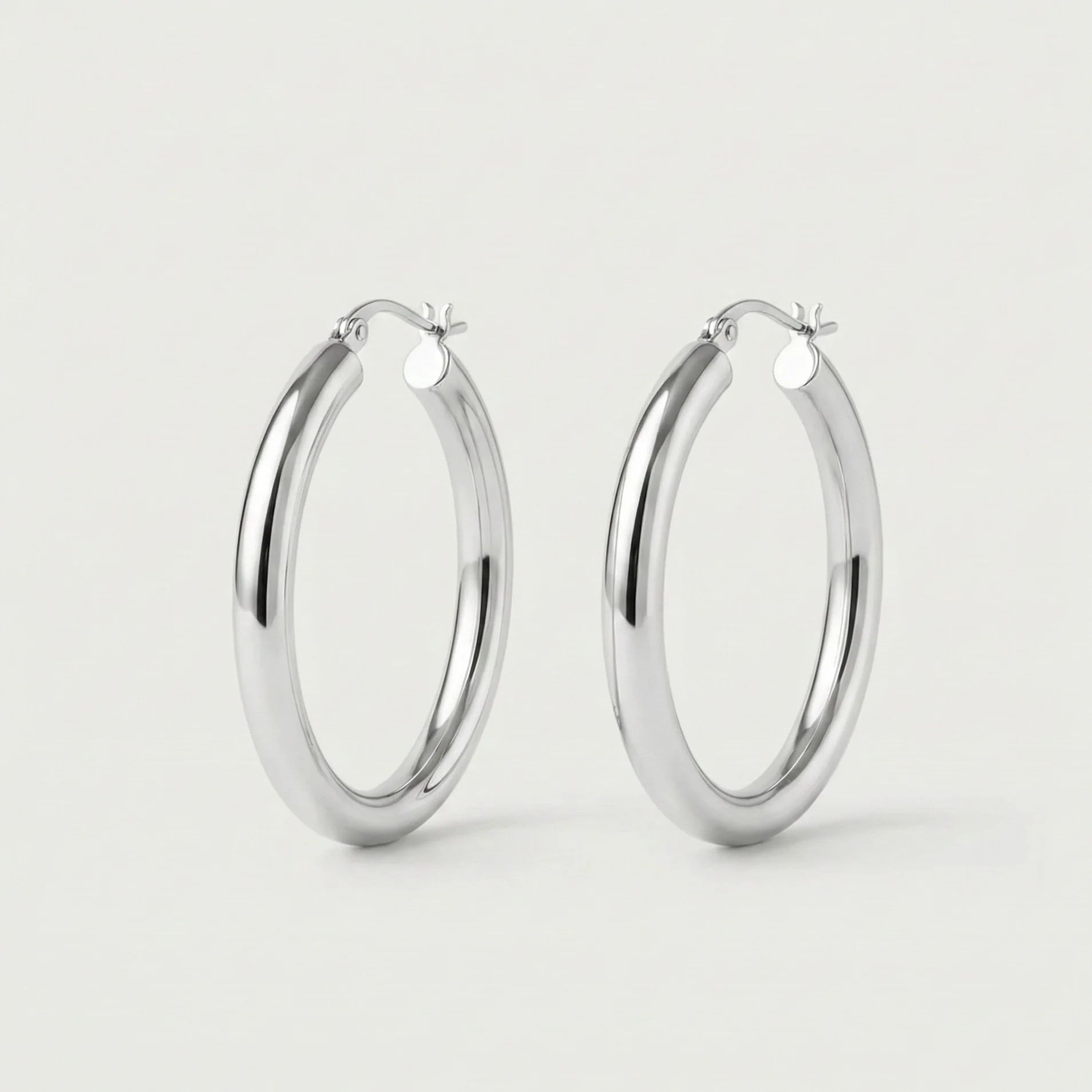 Chunky Silver Hoops - Image 3