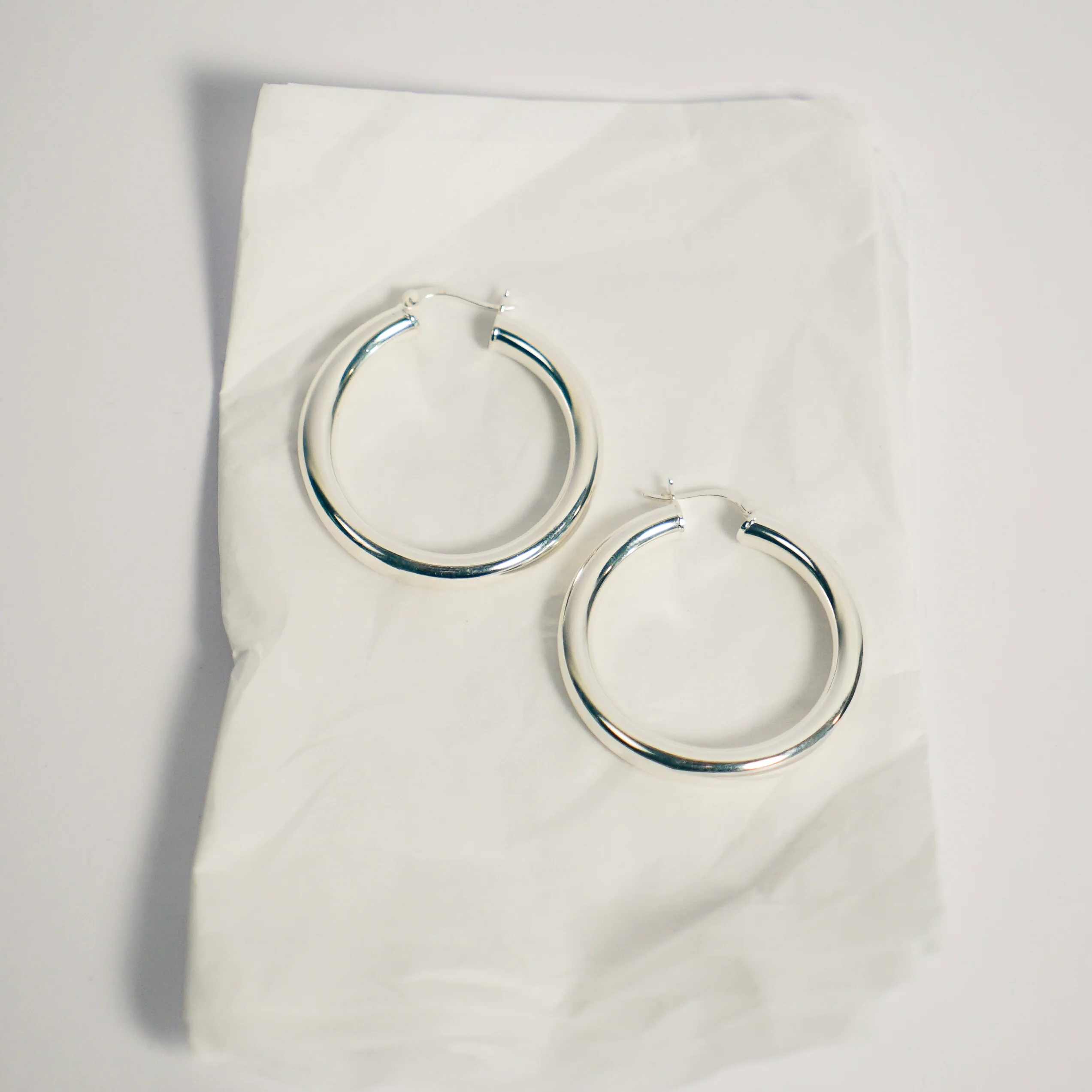 Chunky Silver Hoops - Image 4